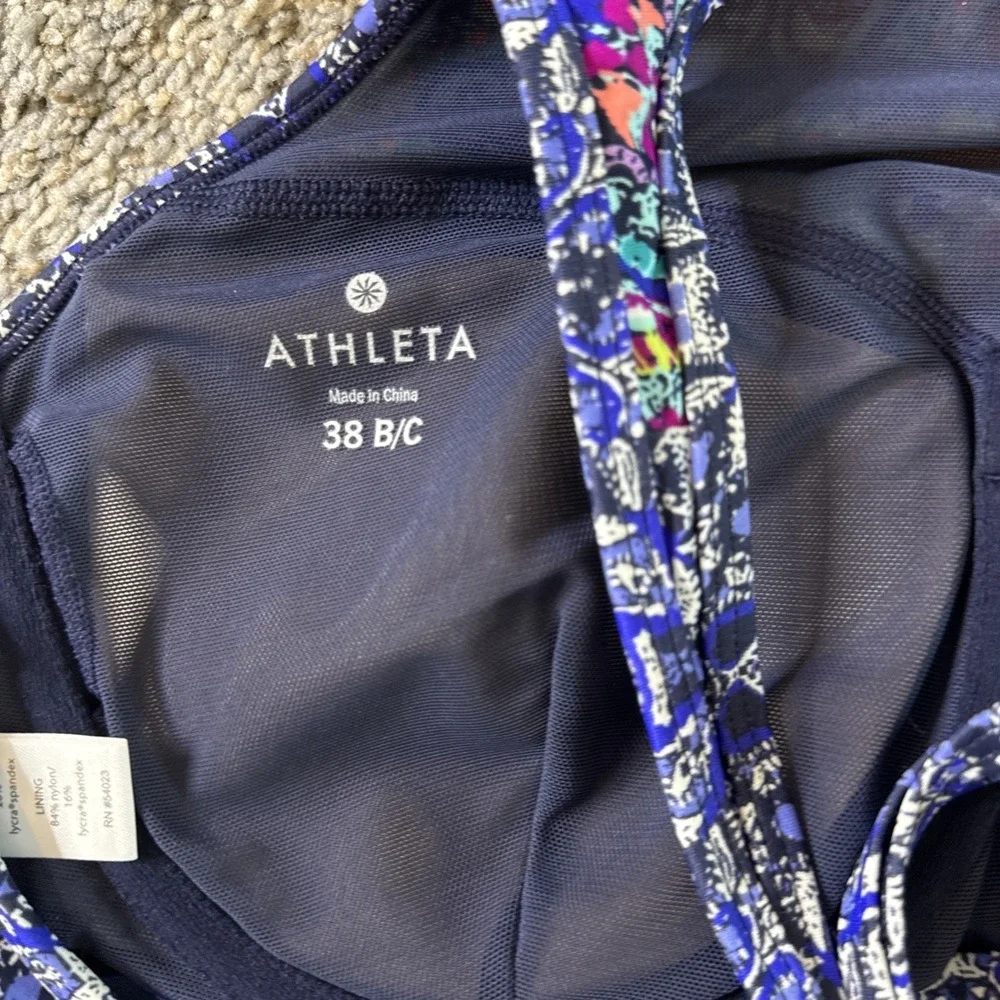 Athleta Baja Cup Bra Swim Bikini Top Women's Size 38‎ B/C Blue Boho Mosaic Print